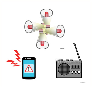 拡声器、スマホ、ラジオのイラスト